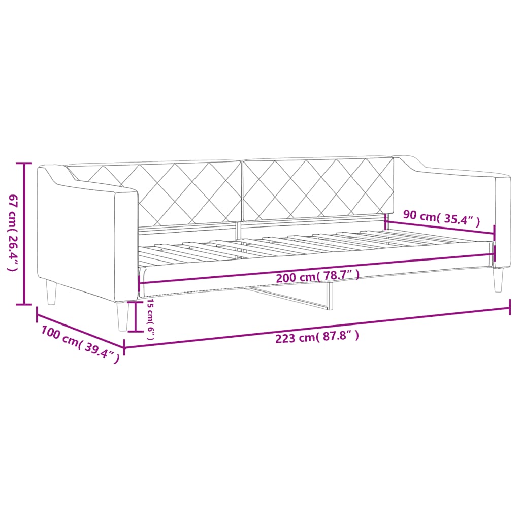 Dnevni krevet svjetlosivi 90 x 200 cm od tkanine