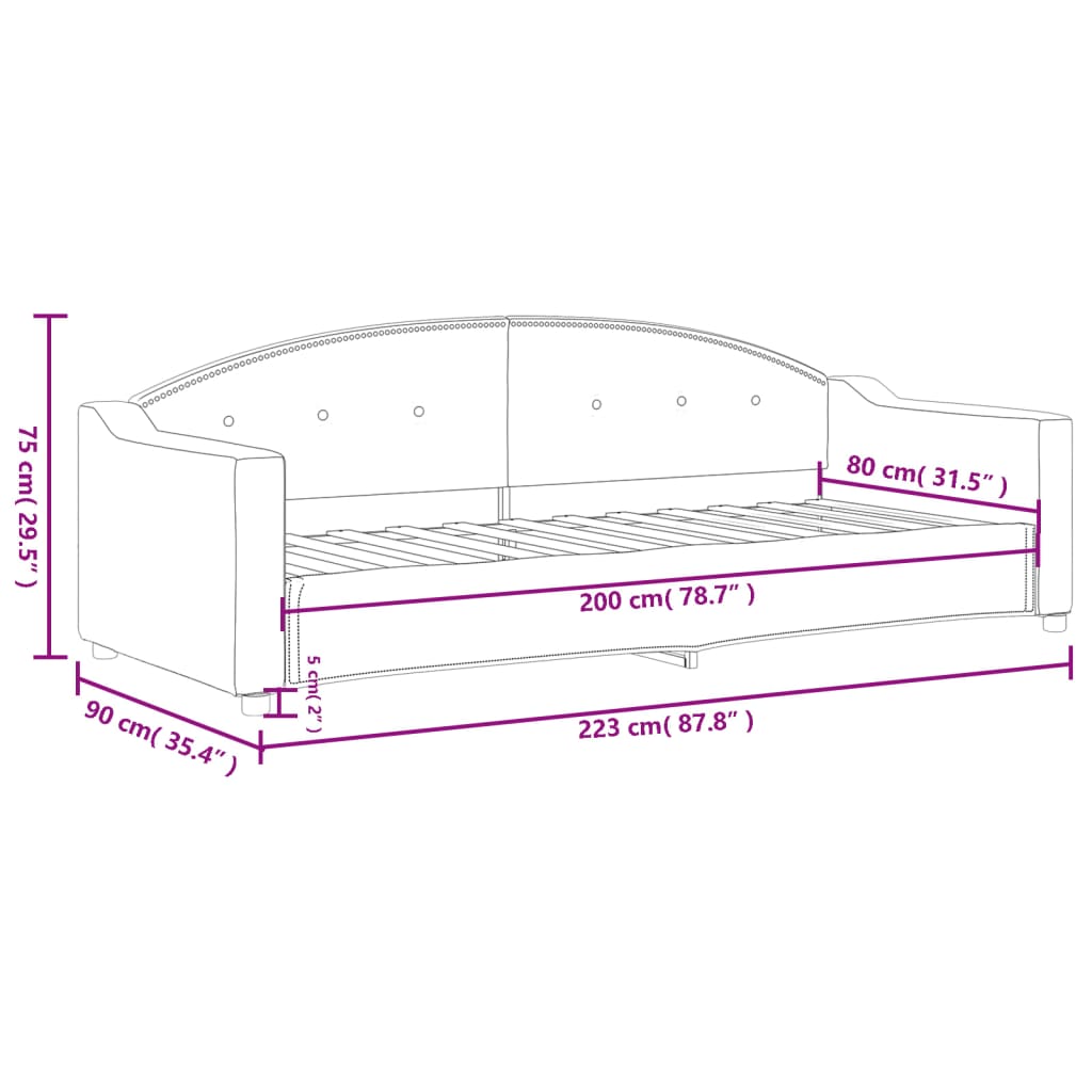 Dnevni krevet tamnosivi 80 x 200 cm od tkanine
