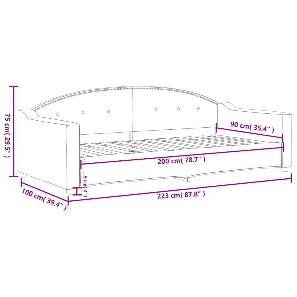 Dnevni krevet svjetlosivi 90 x 200 cm od tkanine