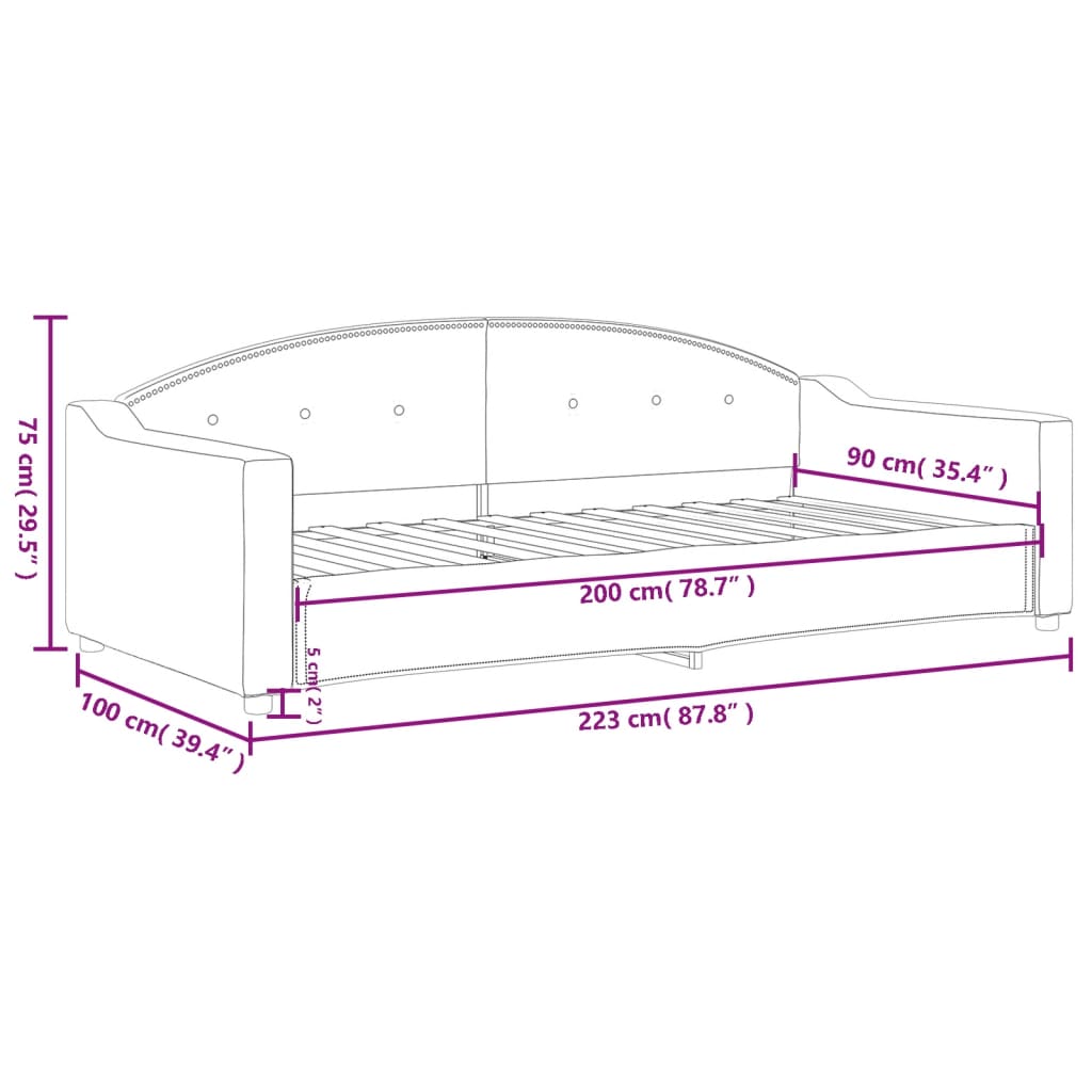 Dnevni krevet krem 90 x 200 cm od tkanine