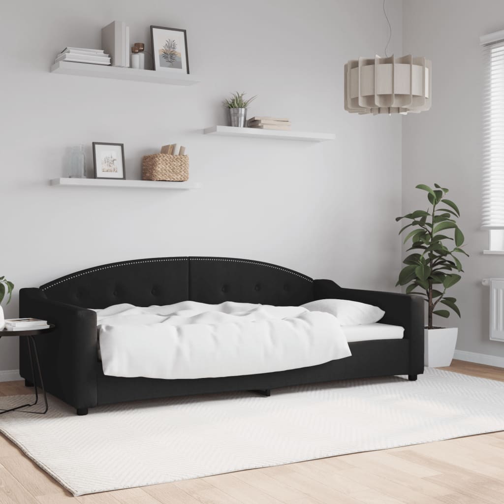 Dnevni krevet crni 100 x 200 cm od tkanine