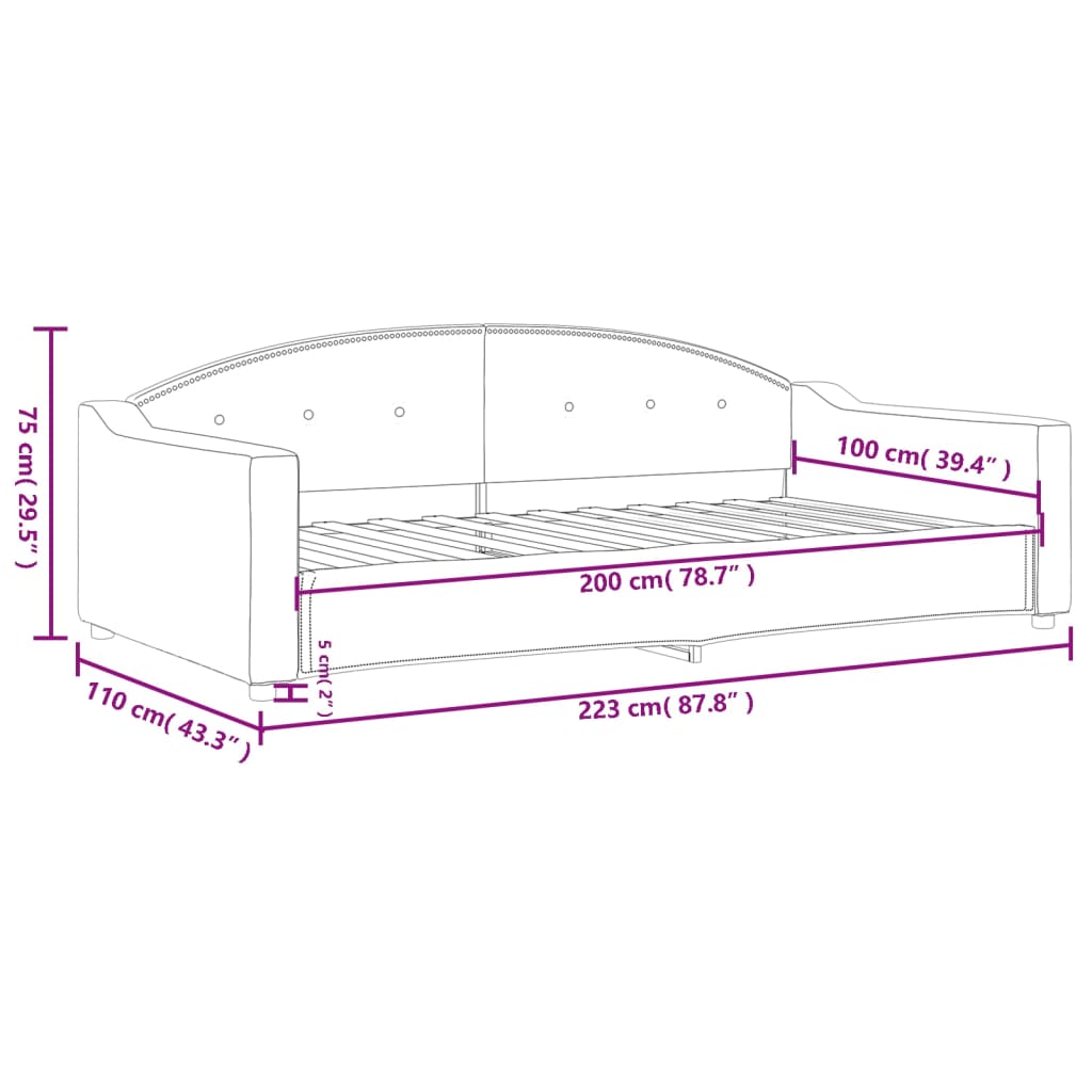 Dnevni krevet smeđesivi 100 x 200 cm od tkanine