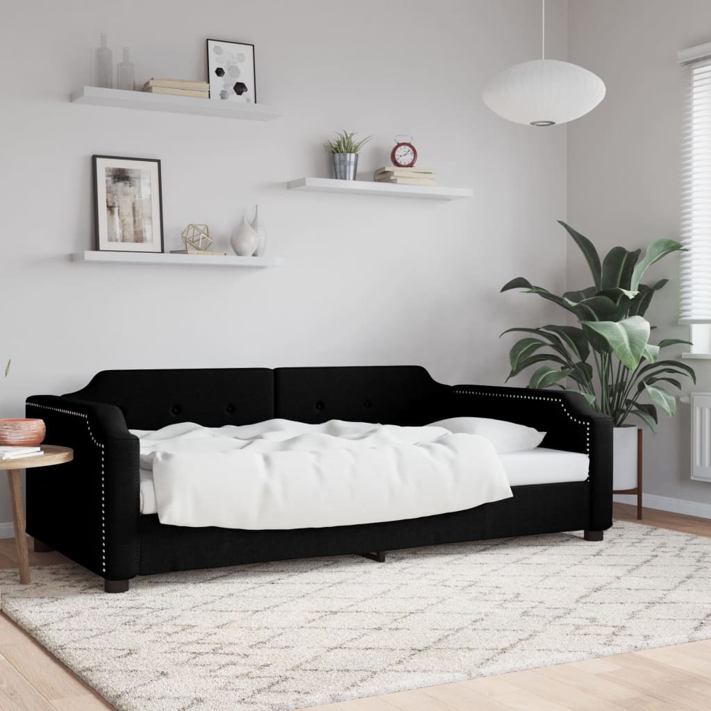 Dnevni krevet crni 80 x 200 cm od tkanine