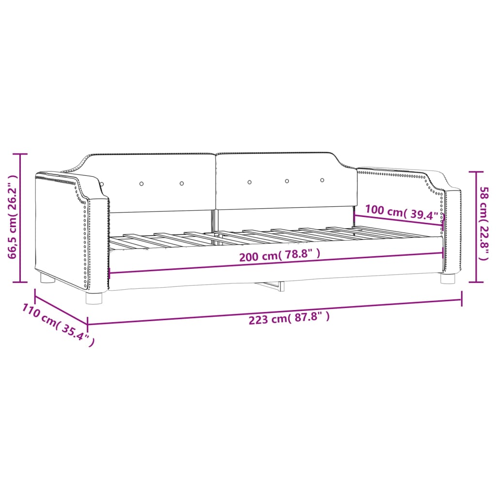 Dnevni krevet krem 100 x 200 cm od tkanine