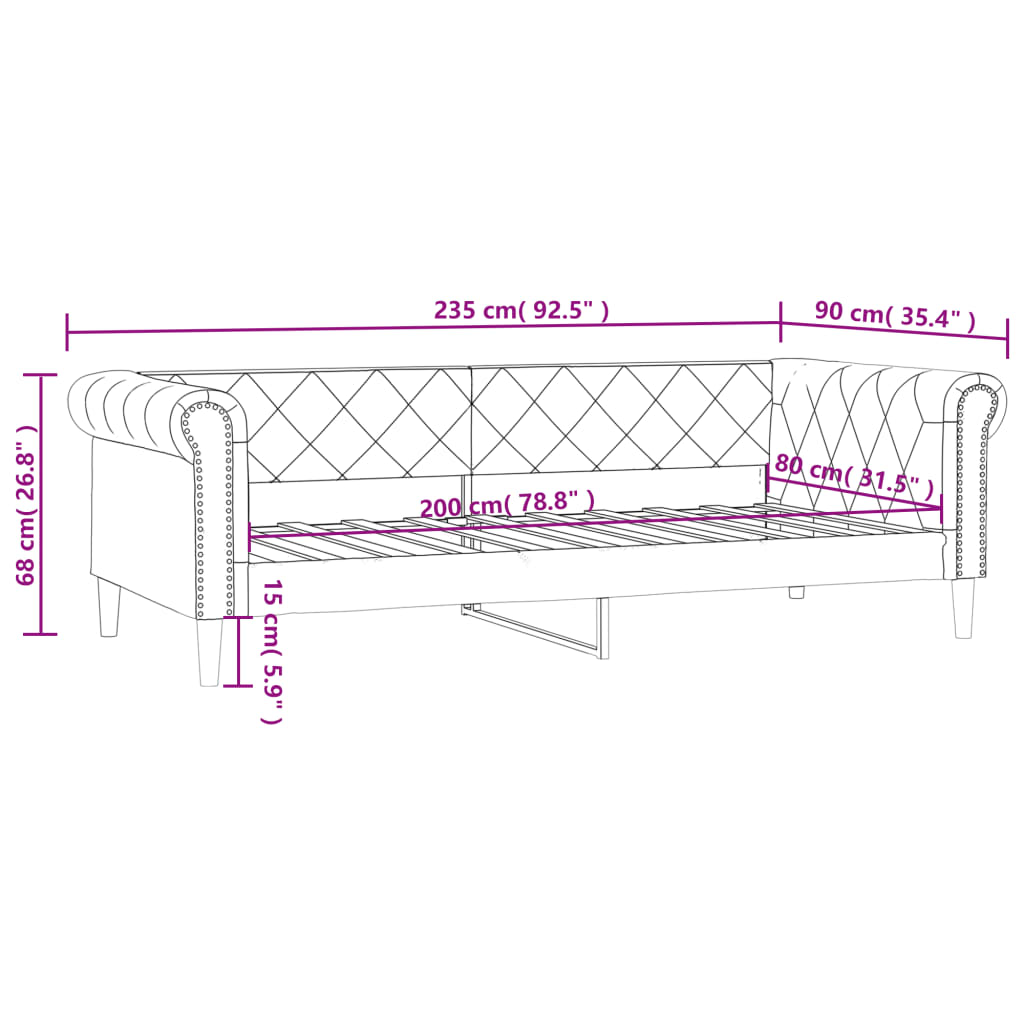 Dnevni krevet krem 80 x 200 cm od umjetne kože