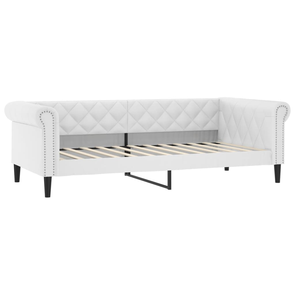 Dnevni krevet bijeli 100 x 200 cm od umjetne kože
