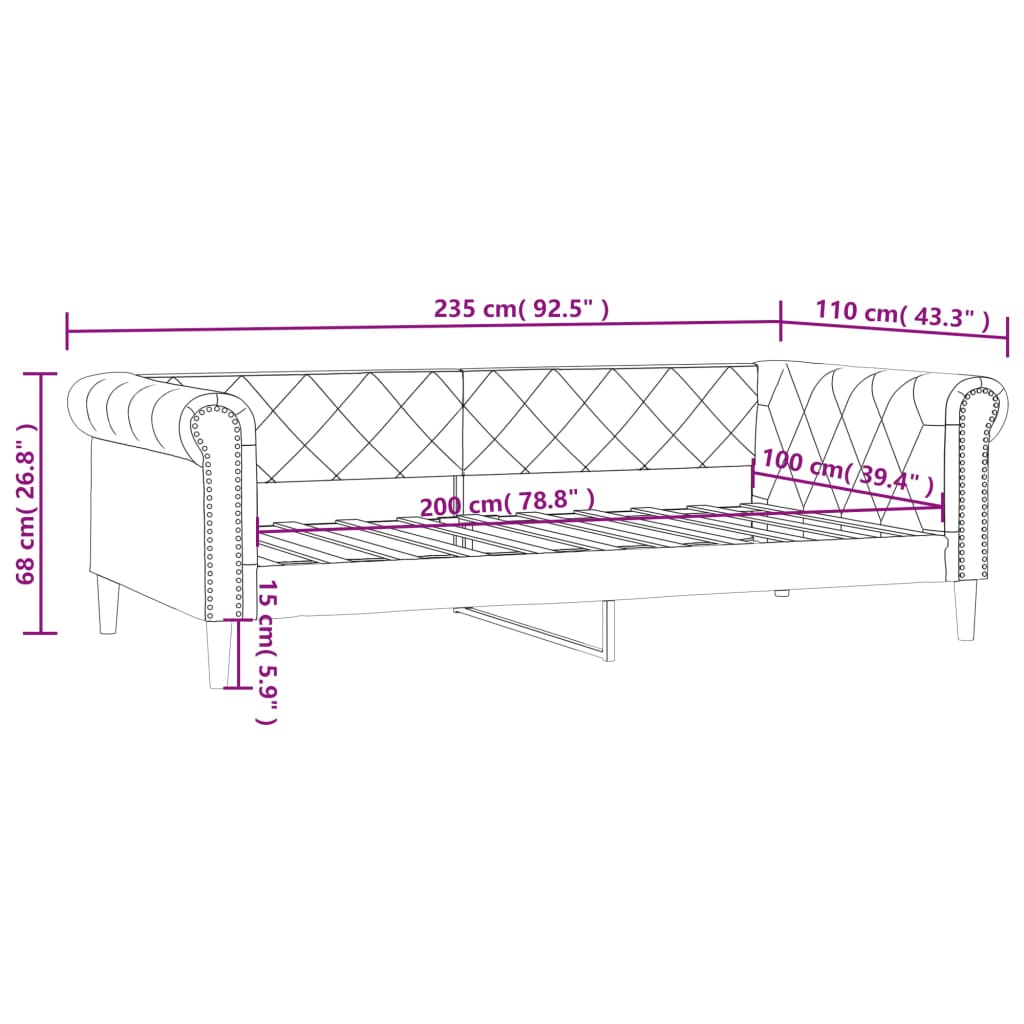 Dnevni krevet bijeli 100 x 200 cm od umjetne kože
