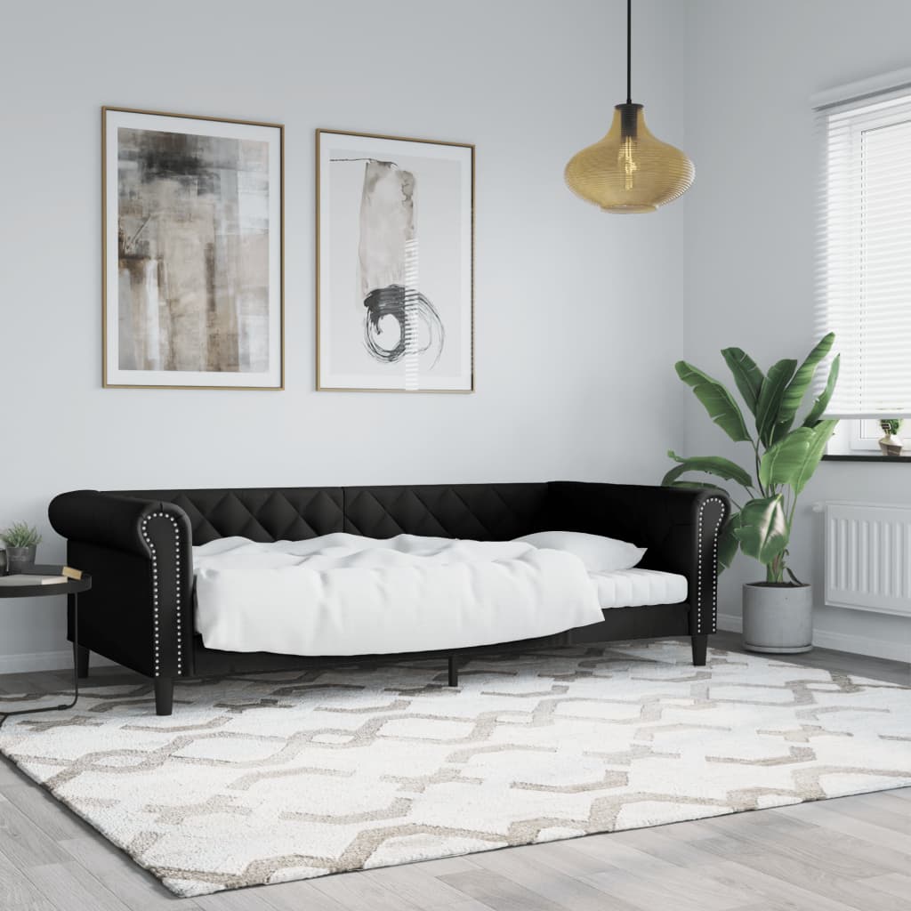 Dnevni krevet crni 90 x 190 cm od umjetne kože