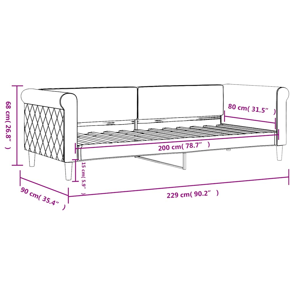 Dnevni krevet tamnozeleni 80 x 200 cm baršunasti