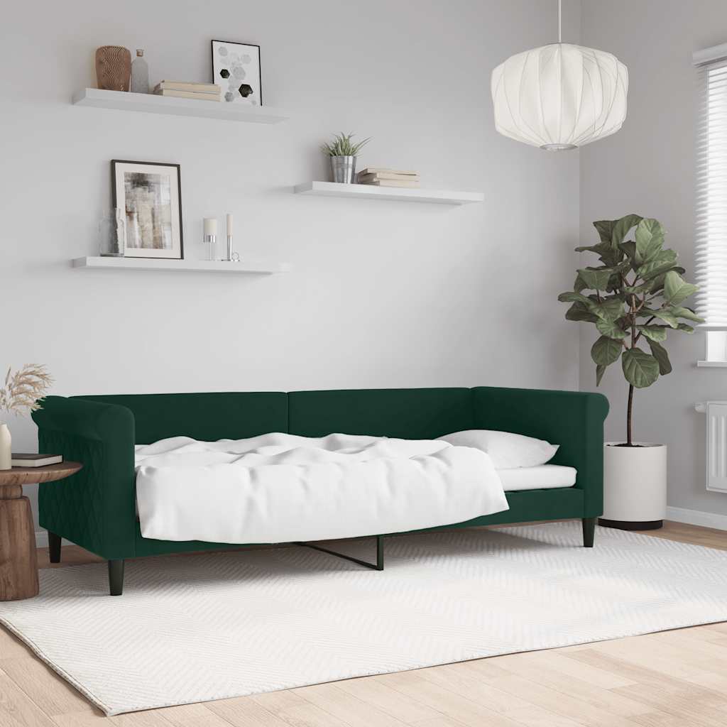 Dnevni krevet tamnozeleni 80 x 200 cm baršunasti