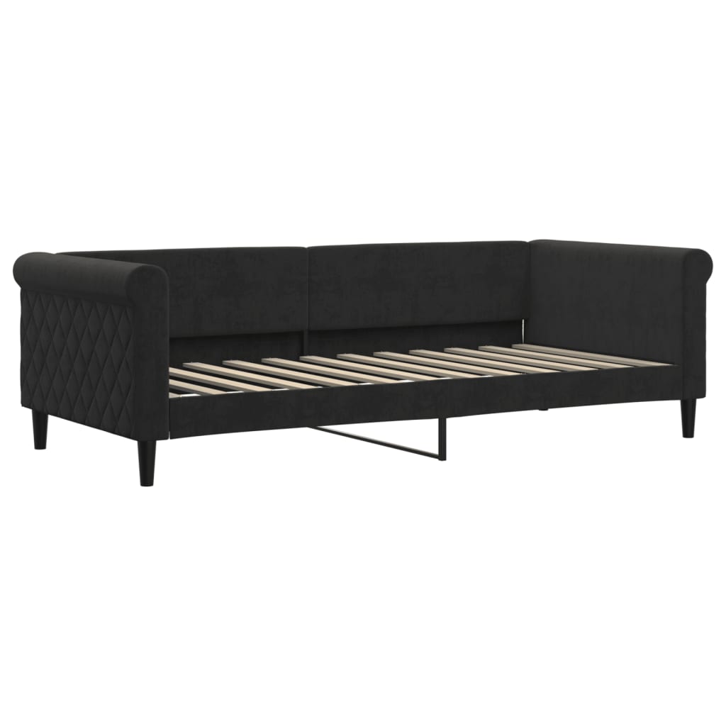 Dnevni krevet crni 90 x 200 cm baršunasti