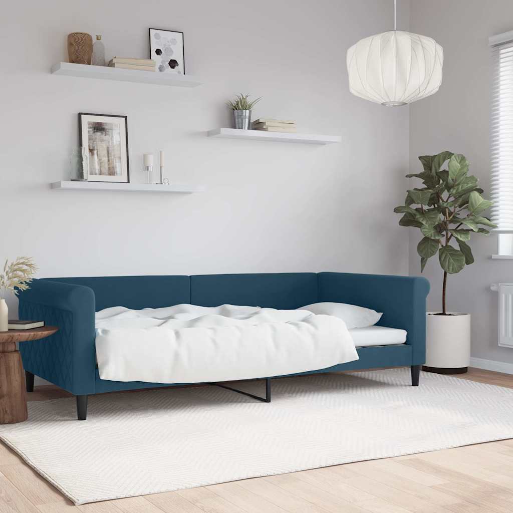 Dnevni krevet plavi 100 x 200 cm baršunasti