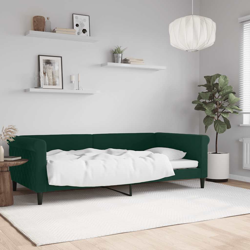 Dnevni krevet tamnozeleni 100 x 200 cm baršunasti