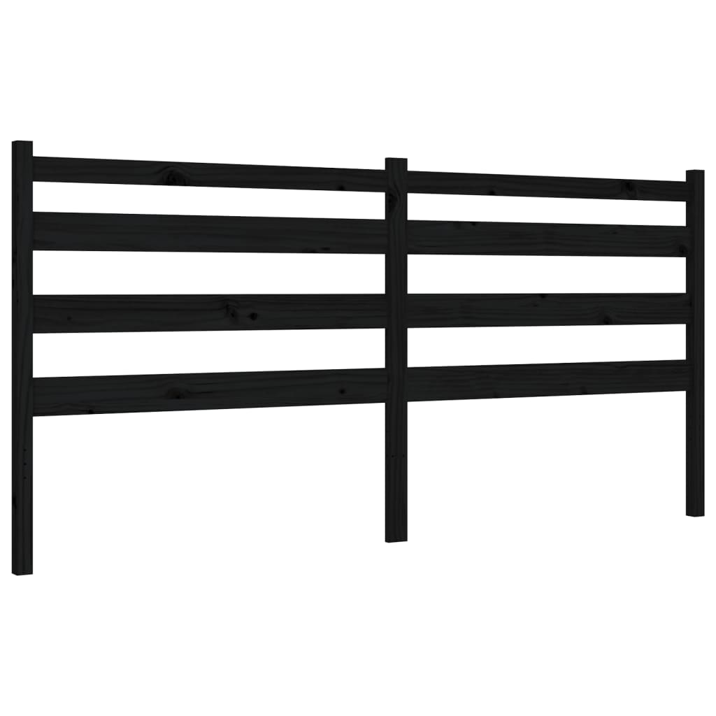 Okvir za krevet s uzglavljem crni 200 x 200 cm od masivnog drva