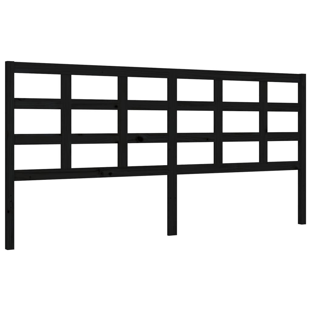 Okvir za krevet s uzglavljem crni 200 x 200 cm od masivnog drva