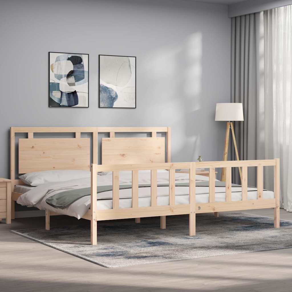 Okvir kreveta s uzglavljem 180 x 200 cm od masivnog drva