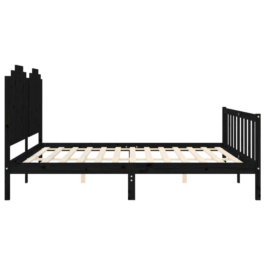 Okvir za krevet s uzglavljem crni 200 x 200 cm od masivnog drva