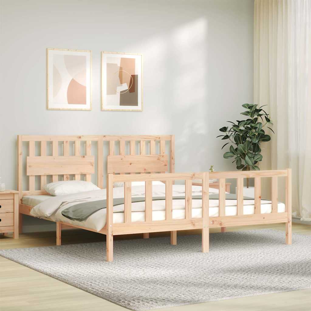 Okvir kreveta s uzglavljem veliki bračni od masivnog drva