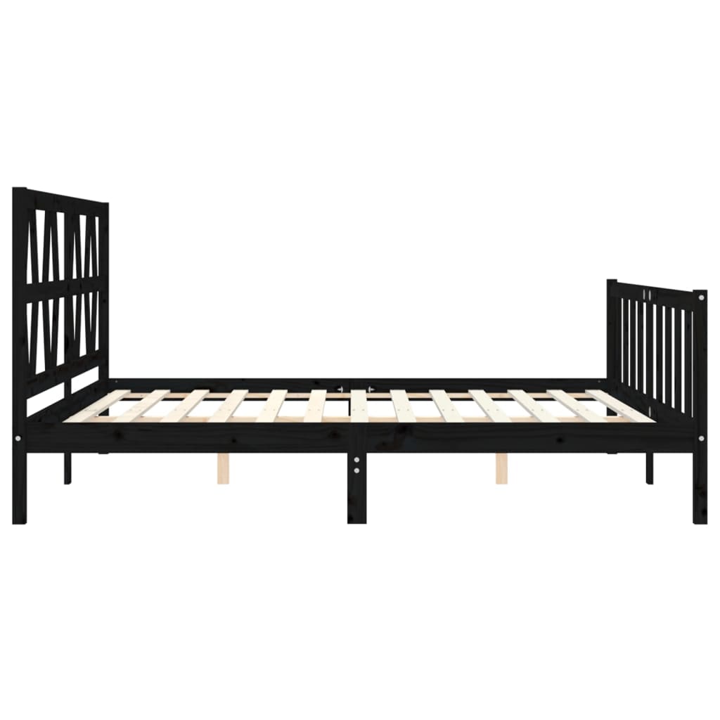 Okvir za krevet s uzglavljem crni 200 x 200 cm od masivnog drva
