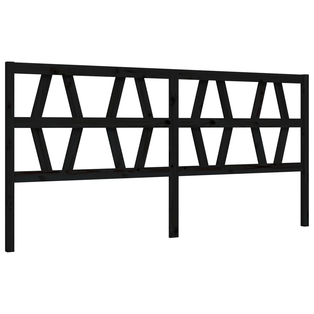 Okvir za krevet s uzglavljem crni 200 x 200 cm od masivnog drva