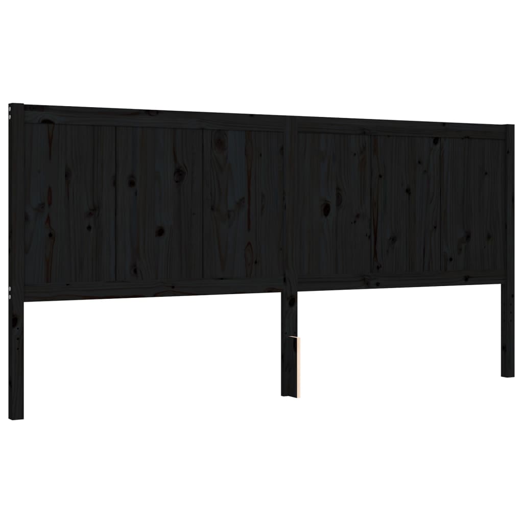 Okvir za krevet s uzglavljem crni 200 x 200 cm od masivnog drva