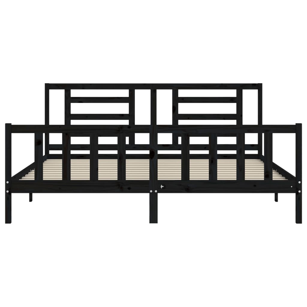 Okvir za krevet s uzglavljem crni 200 x 200 cm od masivnog drva