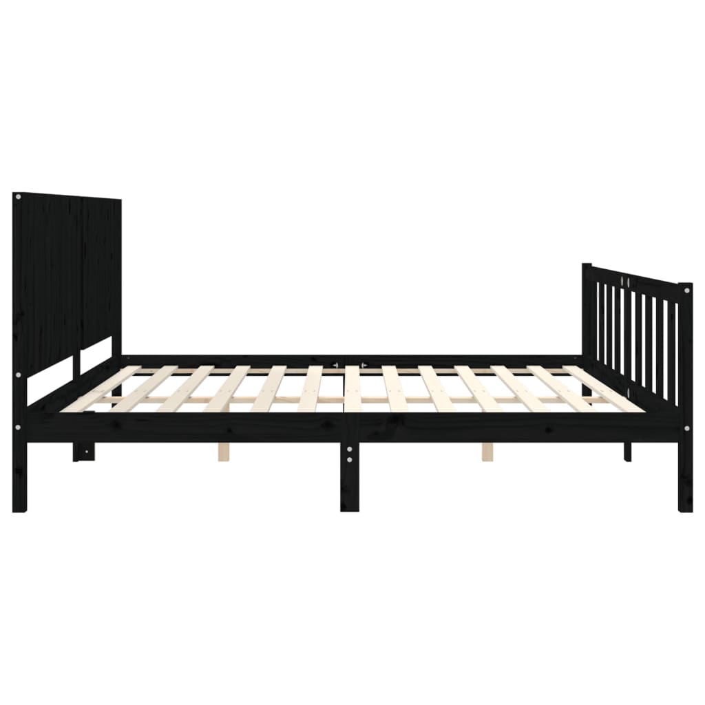 Okvir za krevet s uzglavljem crni 200 x 200 cm od masivnog drva