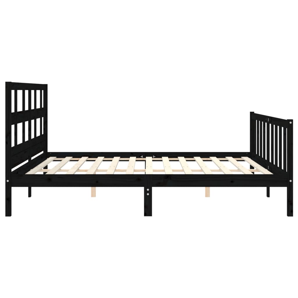 Okvir za krevet s uzglavljem crni 200 x 200 cm od masivnog drva