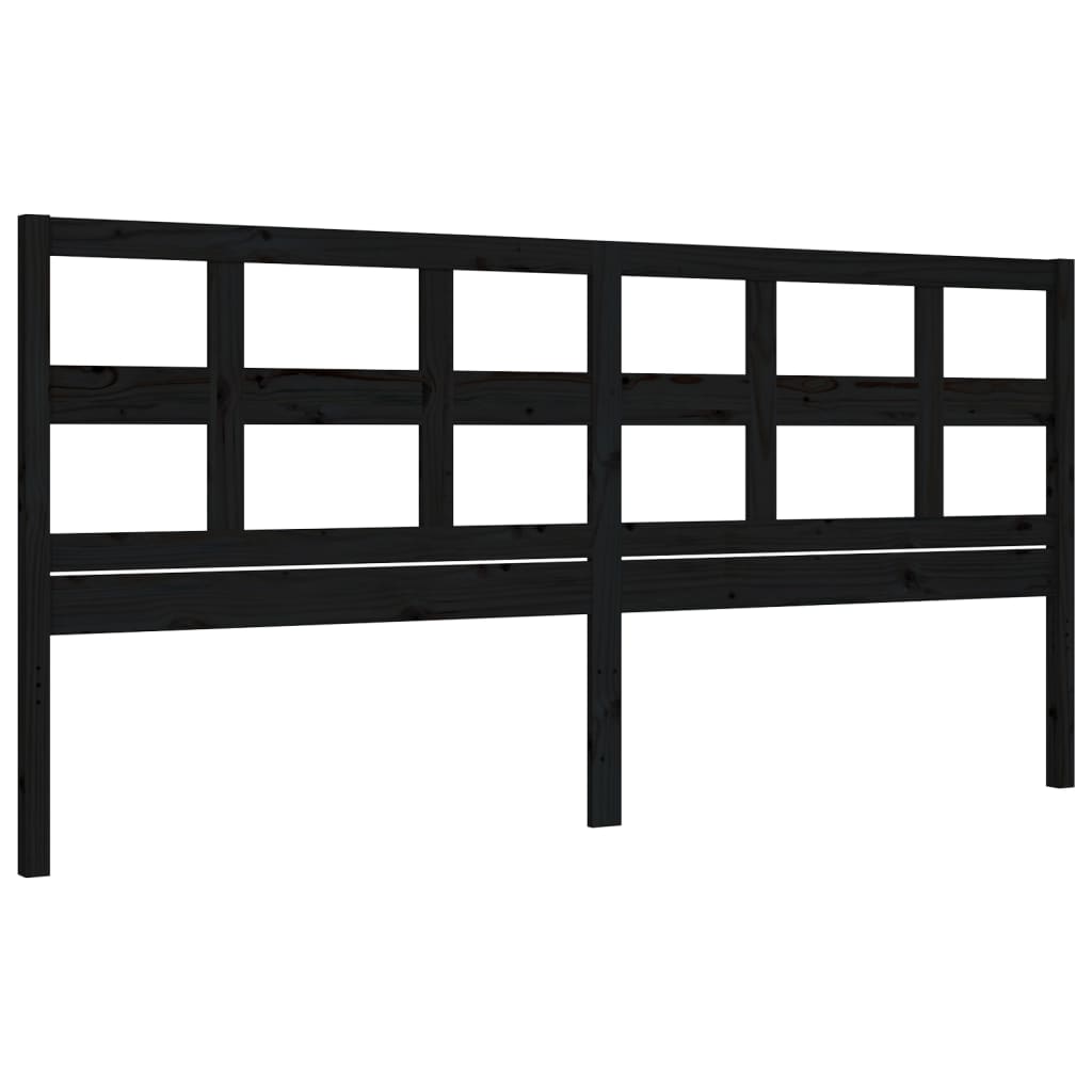 Okvir za krevet s uzglavljem crni 200 x 200 cm od masivnog drva