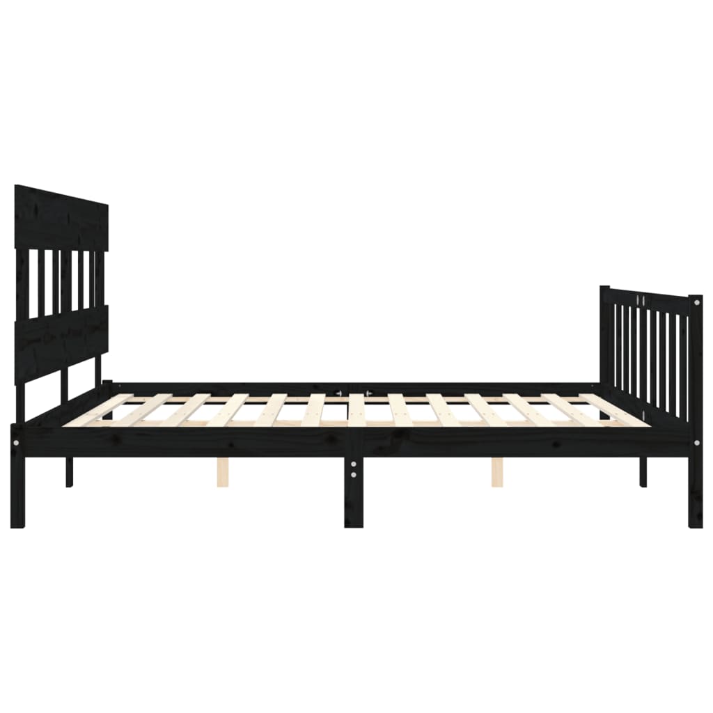 Okvir za krevet s uzglavljem crni 200 x 200 cm od masivnog drva