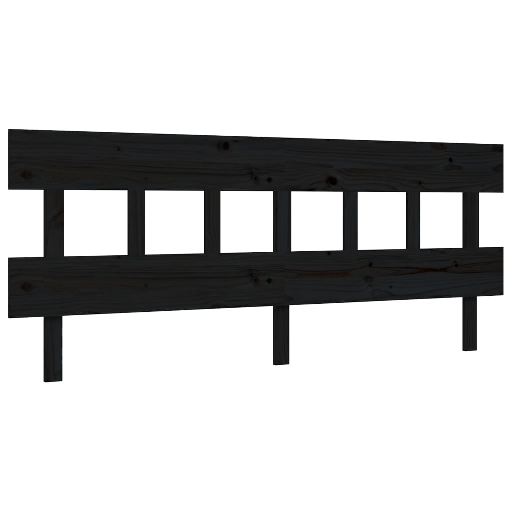 Okvir za krevet s uzglavljem crni 200 x 200 cm od masivnog drva