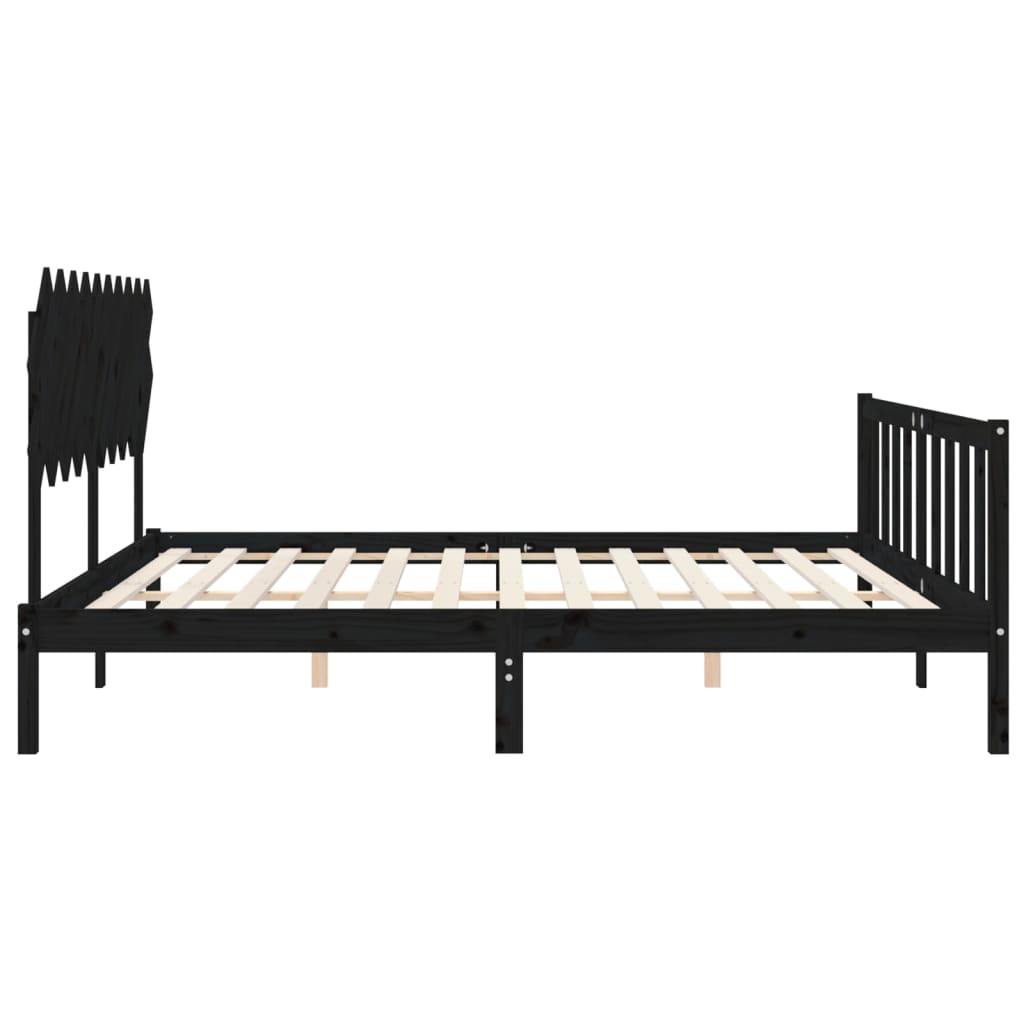 Okvir za krevet s uzglavljem crni 200 x 200 cm od masivnog drva