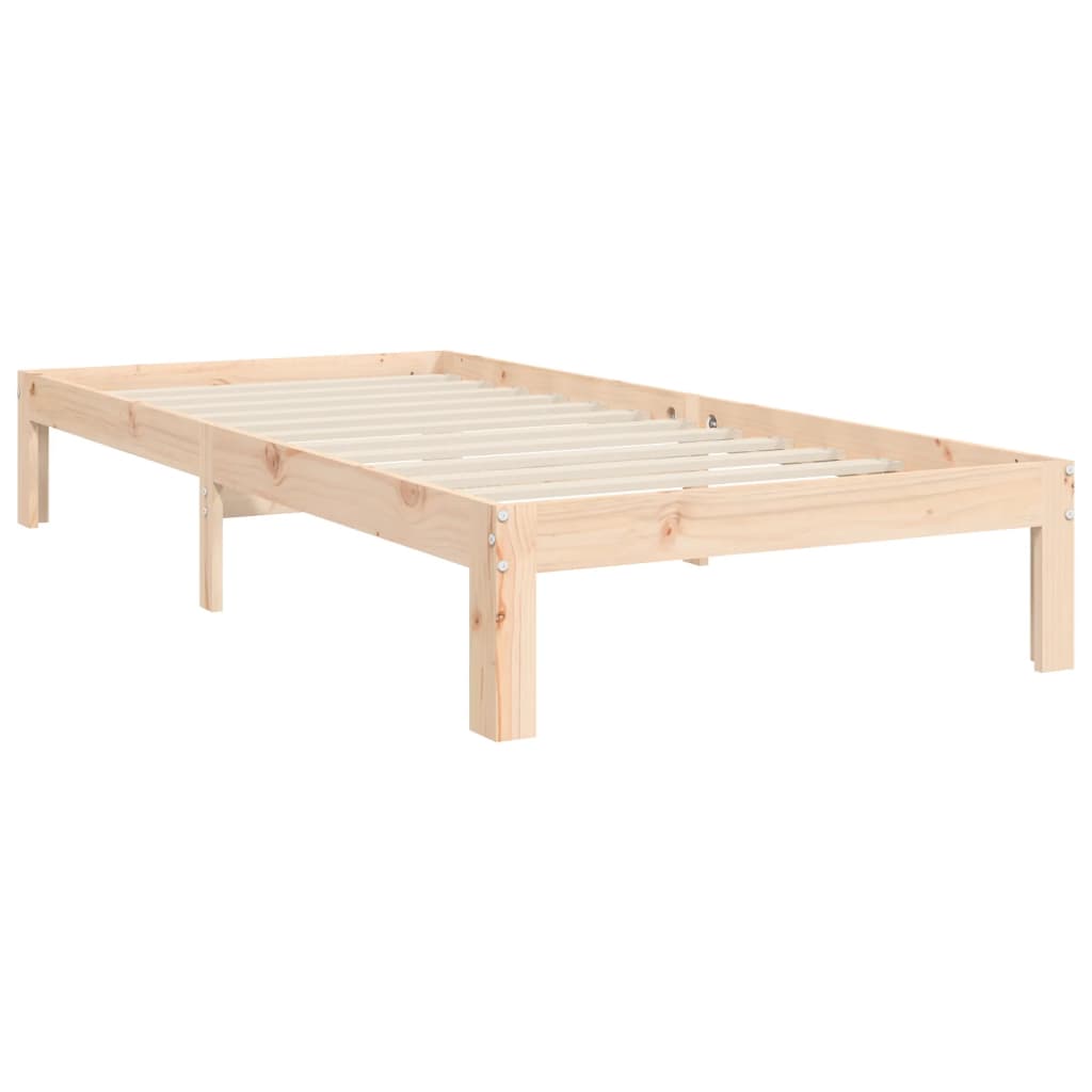 Okvir kreveta s uzglavljem mali jednokrevetni masivno drvo