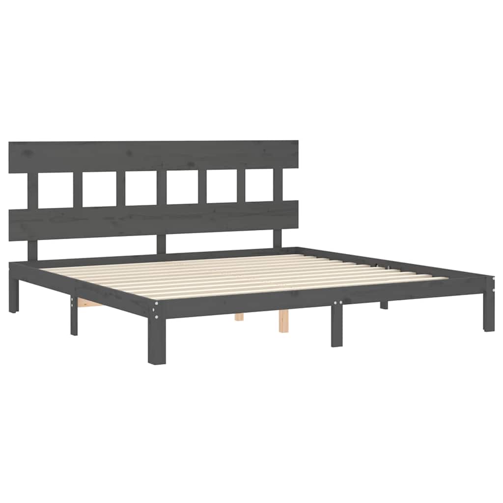 Okvir za krevet s uzglavljem sivi 200 x 200 cm od masivnog drva