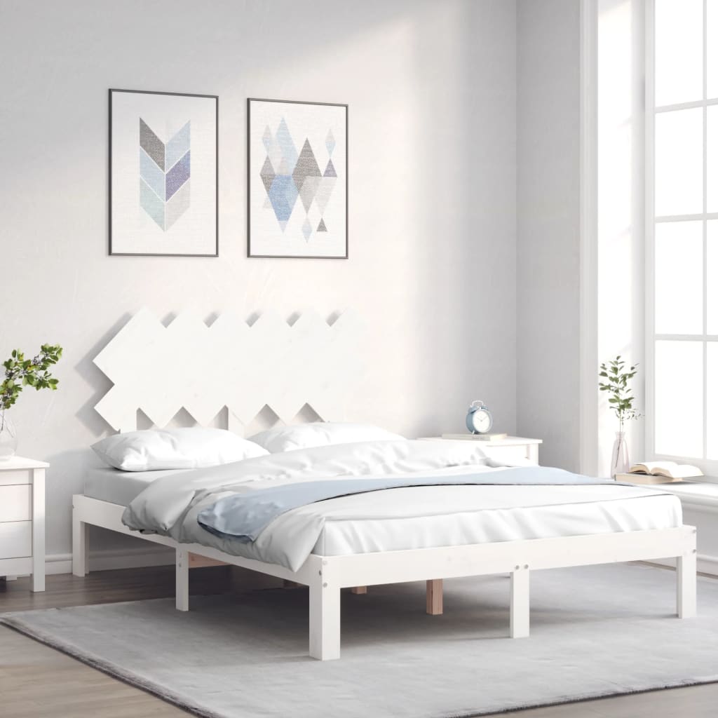 Okvir kreveta bez madraca bijeli 120 x 200 cm masivna borovina