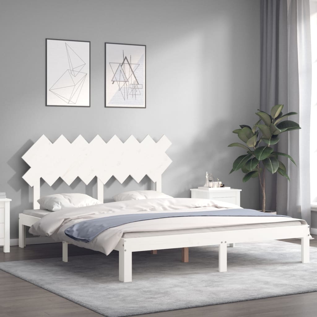 Okvir kreveta bez madraca bijeli 160x200 cm od masivne borovine