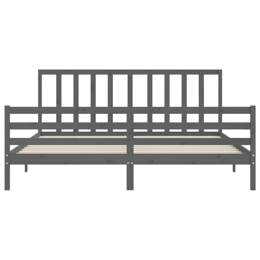 Okvir za krevet s uzglavljem sivi 200 x 200 cm od masivnog drva