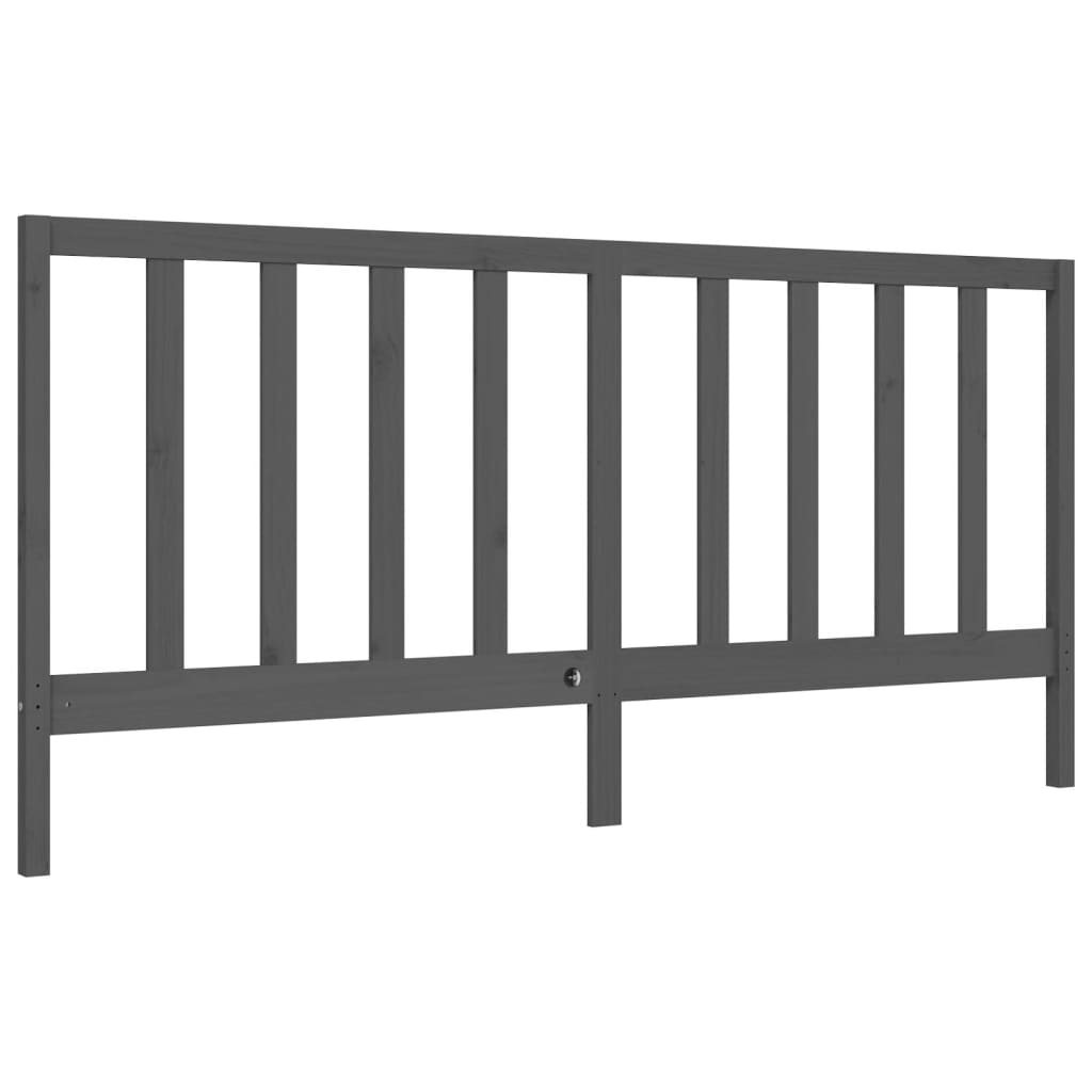 Okvir za krevet s uzglavljem sivi 200 x 200 cm od masivnog drva