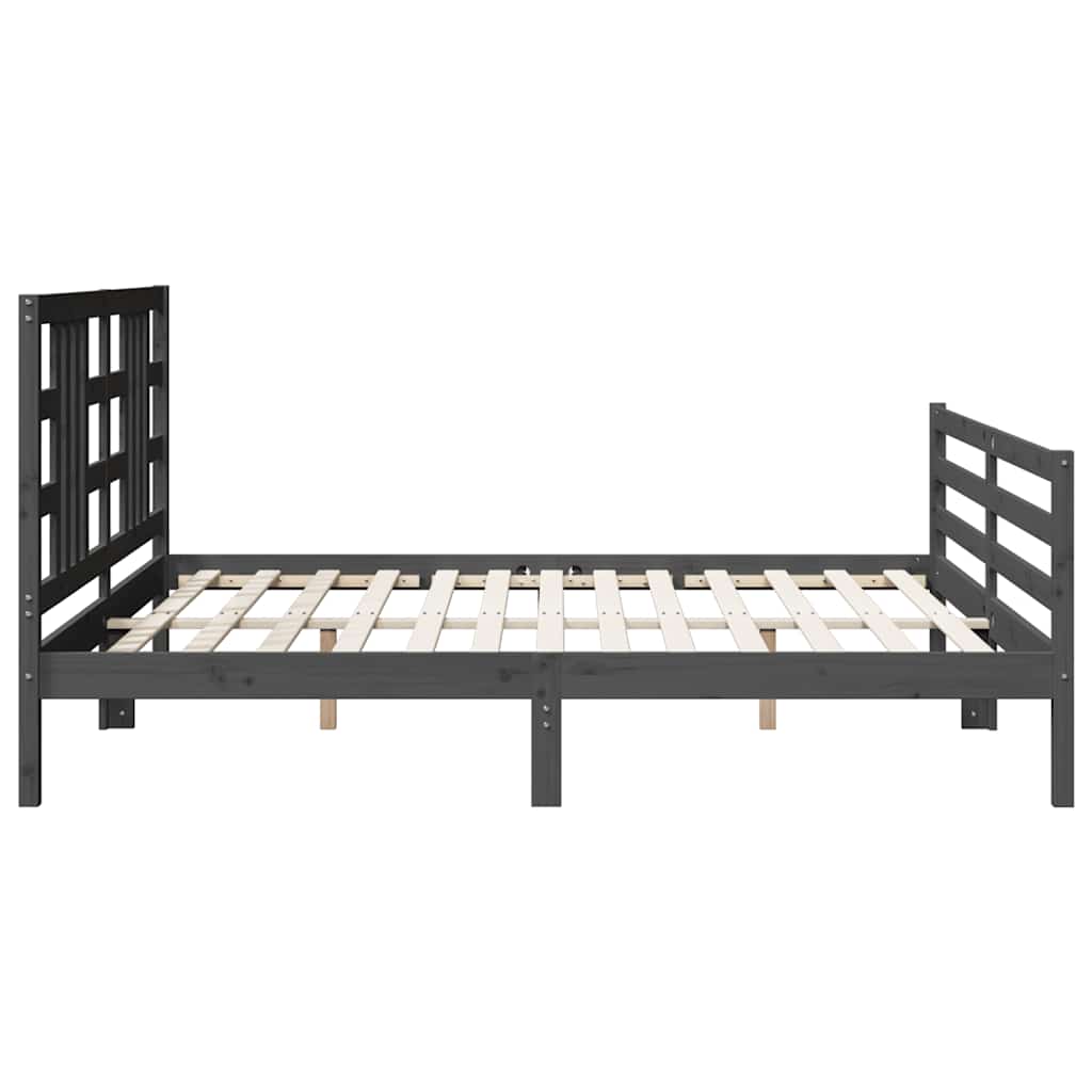 Okvir za krevet s uzglavljem sivi 200 x 200 cm od masivnog drva