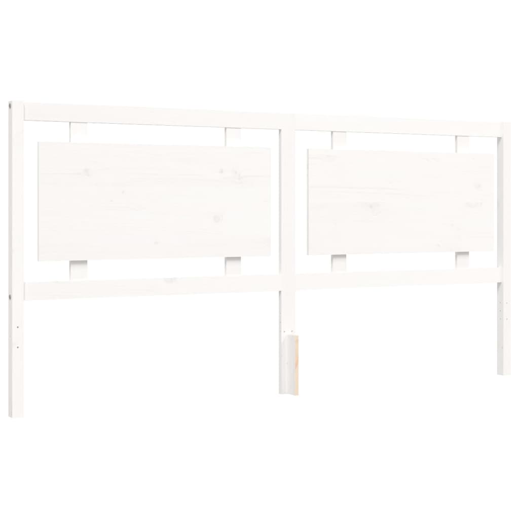 Okvir za krevet s uzglavljem bijeli 200x200 cm od masivnog drva
