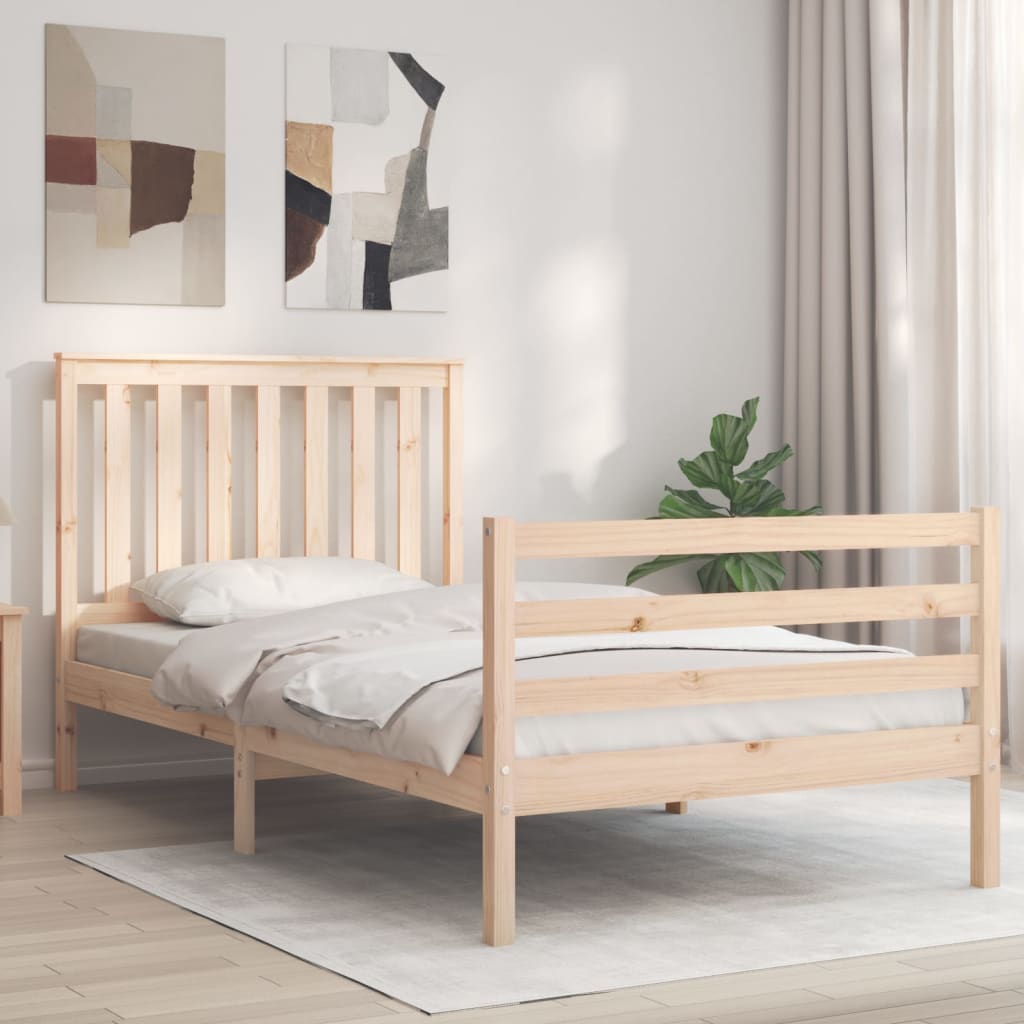 Okvir za krevet s uzglavljem 100x200 cm od masivnog drva