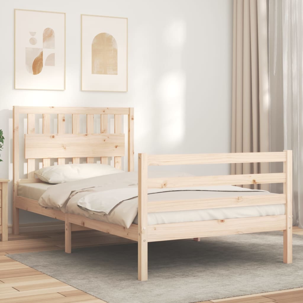 Okvir za krevet s uzglavljem 100x200 cm od masivnog drva
