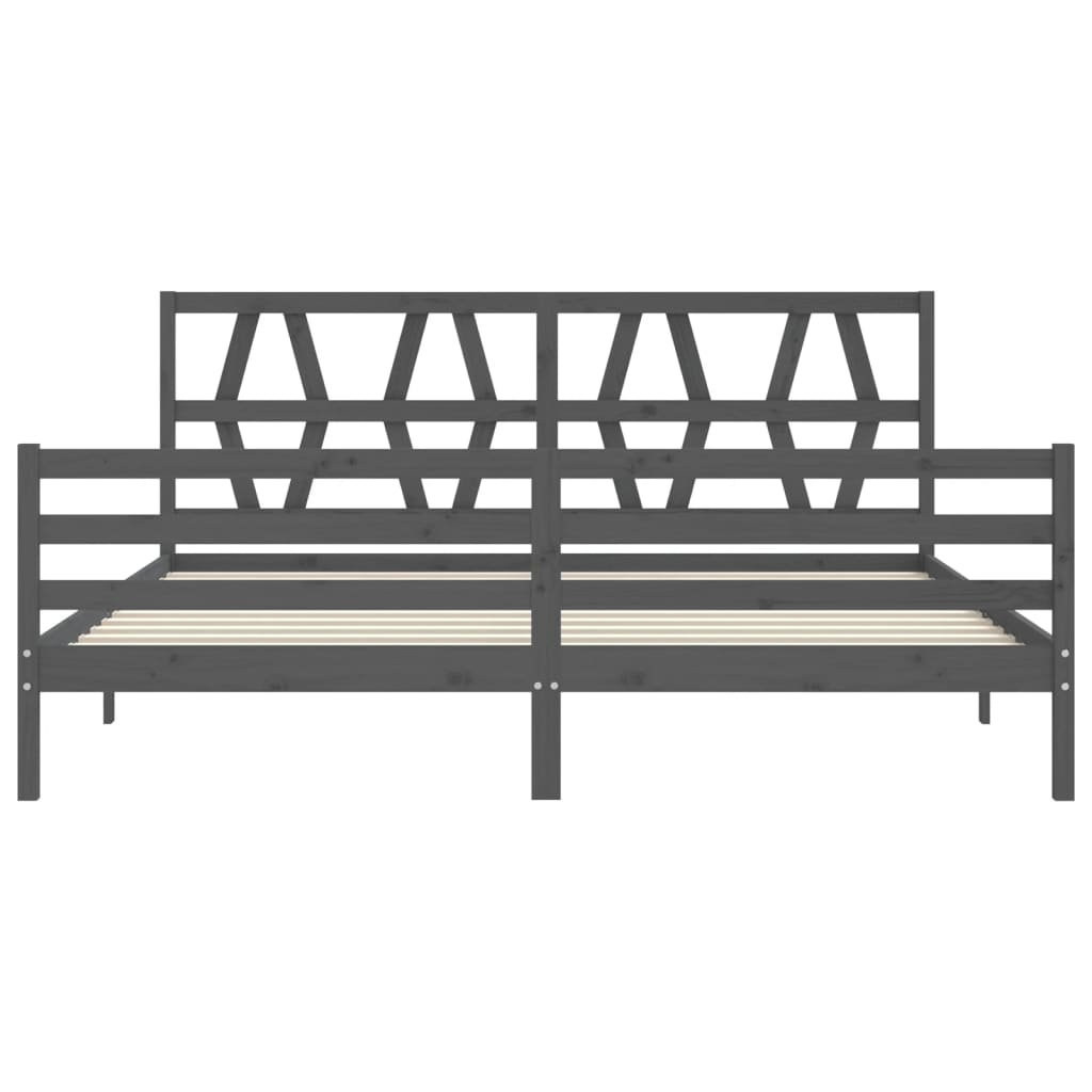 Okvir za krevet s uzglavljem sivi 200 x 200 cm od masivnog drva