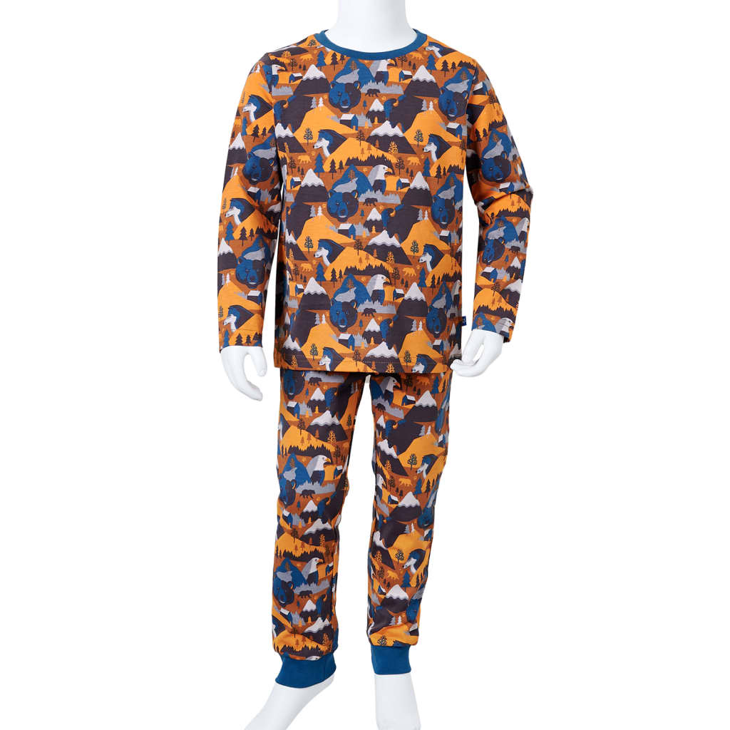 Dječja pidžama s dugim rukavima boja konjaka 116