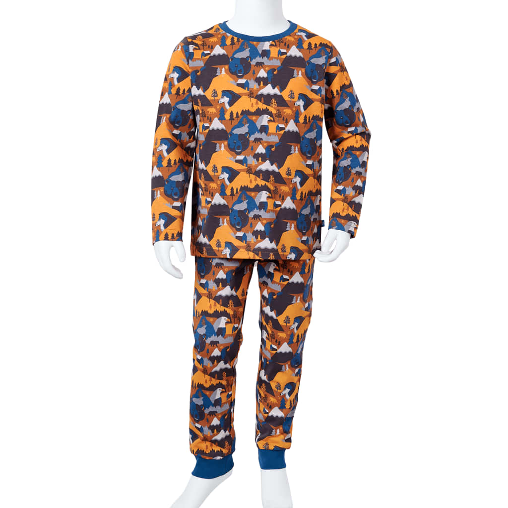 Dječja pidžama s dugim rukavima boja konjaka 128
