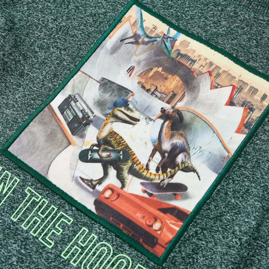 Dječja majica dugih rukava tamnozelena prošarana 116