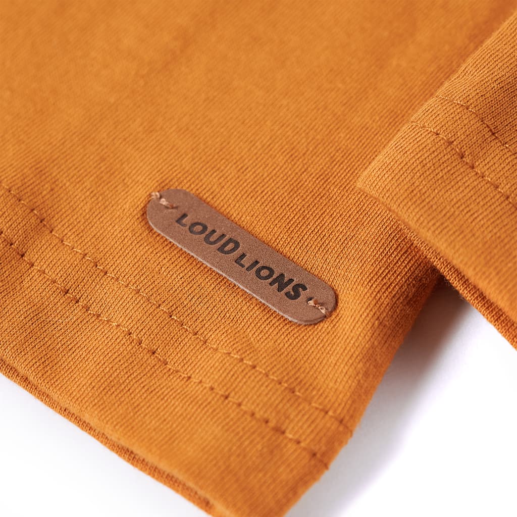 Dječja majica dugih rukava tamna oker boja 104