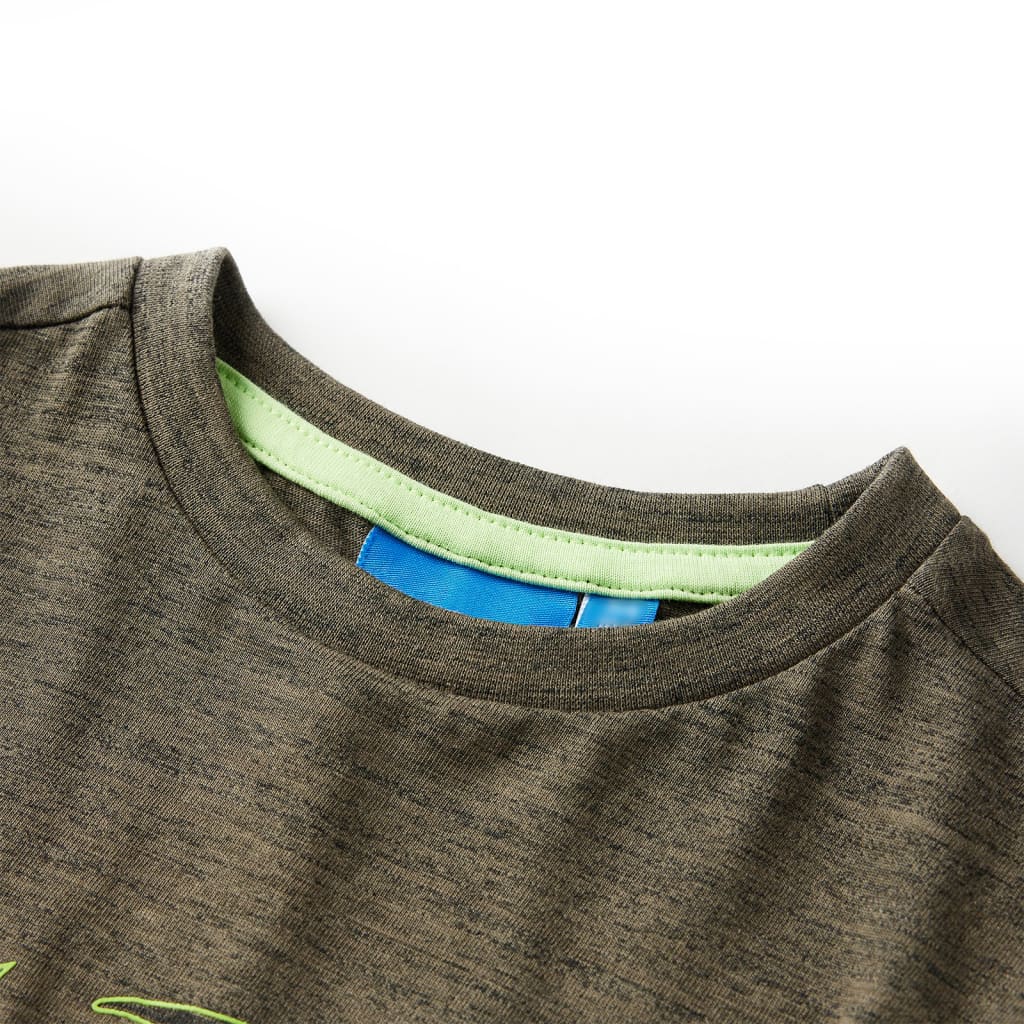 Dječja majica dugih rukava tamna kaki prošarana 104