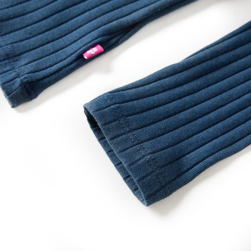 Dječja majica dugih rukava rebrasto pletena modra 140