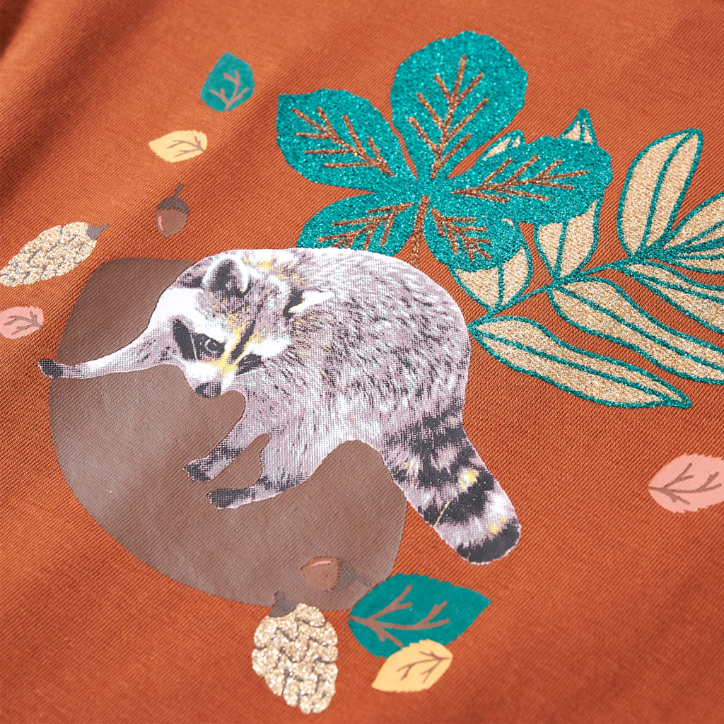 Dječja majica s dugim rukavima boja konjaka 140